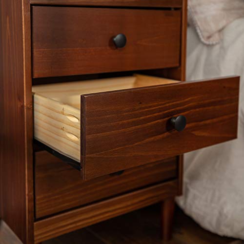 Walker Edison Furniture Company Traditional Wood 1 Nightstand Side Bedroom Dimensions: 25" H x 19" L x 15" W - Drawer: 5.25" H x 3.25" L x 11.75" W
Made from stable pine wooden and high-grade MDF with a stained end
Pair with matching dresser for an entire bed room set
Consists of 1 nightstand
Helps as much as 50 lbs. Add a traditional contact to your bed room, with our mid century fashionable 3-drawer wooden nightstand. Crafted from stable pine and manufactured wooden, with a painted end, rooted in conventional model. Options centered knobs on every drawer, stained for a long-lasting end, and brief, tapered legs. Its easy model makes it simple to work with quite a lot of different kinds, together with transitional and fashionable. You’ll have quick access to your telephone, alarm clock, and lamp by positioning this nightstand subsequent to your mattress.