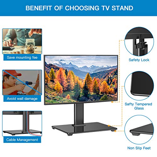 PERLESMITH Universal TV Stand Table Top TV Base for 32 to 55 inch LCD PERLESMITH Universal TV Stand Table Top TV Base for 32 to 55 inch LCD LED OLED 4K Plasma Flat Screen TVs - Height Adjustable TV Mount Stand with Tempered Glass Base, VESA 400x400mm, Holds up to 88lbs