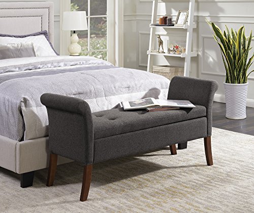Convenience Concepts Designs4Comfort Garbo Storage Bench, Soft Gray Fabric