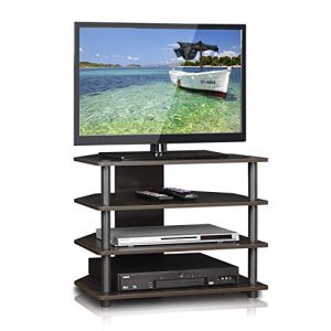 FURINNO Turn-N-Tube Easy Assembly 4-Tier Petite TV Stand, Espresso/Grey
