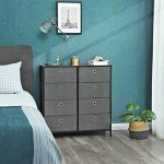 SONGMICS 4-Tier Wide Drawer Dresser, Storage Unit with 8 Easy Pull Fabric Drawers