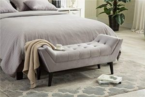 Andeworld Tufted Bed Bench Fabric Ottoman Footstools for Bed Room (Large, Gray)