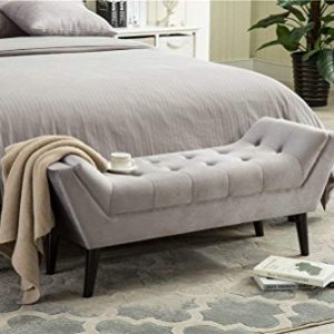 Andeworld Tufted Bed Bench Fabric Ottoman Footstools for Bed Room (Large, Gray)
