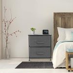 Sorbus Nightstand with 2 Drawers - Bedside Furniture & Night Stand End Table Dresser for Home, Bedroom Accessories, Office, College Dorm, Steel Frame, Wood Top, Easy Pull Fabric Bins (Black/Charcoal)