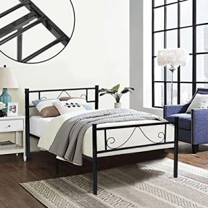 GreenForest Twin Bed Frame Metal Platform with Stable Metal Slats Stable Headboard and Footboard/Black,Twin/Single