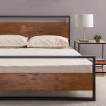 Zinus Suzanne Metal and Wood Platform Bed with Headboard and Footboard / Box Spring Optional / Wood Slat Support, Queen