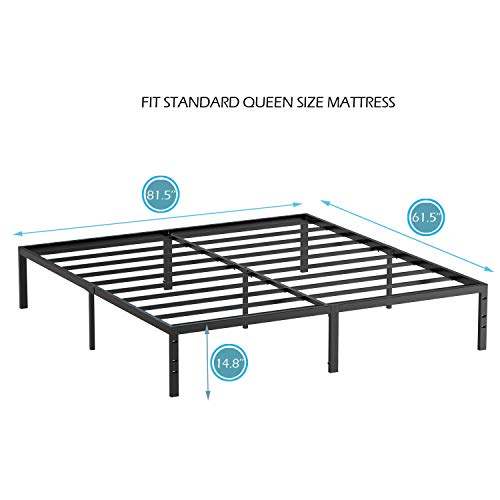 Metal Heavy Duty 14 Inch Beds Frames With Storage No Box Spring Needed JEZWX Platform Bed Frame Queen Size Metal Heavy Duty 14 Inch Beds Frames With Storage No Box Spring Needed, Black