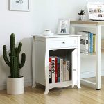 SONGMICS White Nightstand, End Table with Storage Cabinet and Drawer