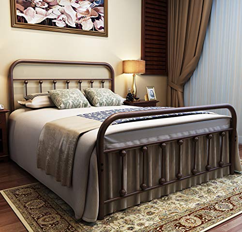 URODECOR Metal Bed Frame Full Size Headboard and Footboard