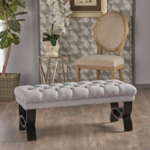 Christopher Knight Home Living Reddington Light Grey Tufted Fabric Ottoman Bench, 17.25 inches deep x 41.00 inches wide x 16.75 inches high