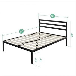 Zinus Mia Modern Studio 14 Inch Platform 1500H Metal Bed Frame Queen A ...