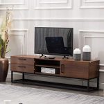 CANMOV TV Stand 59"for Living Room Entertainment Room, Mid-Century Furniture，Brown