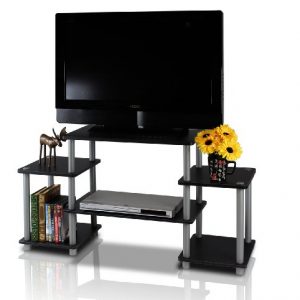 Furinno Turn-N-Tube No Tools Entertainment TV Stands, Black/Grey