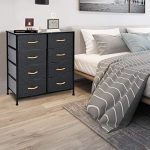 WAYTRIM 4-Tier Wide Drawer Dresser, Storage Unit with 8 Easy Pull Fabric Drawers