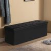 KINGSO Ottoman Storage Seat Bench Foldable Faux Leather Footrest Bed ...