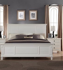 Roundhill Furniture Regitina Bed, King, White