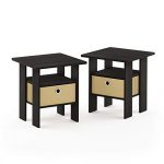 Furinno End Table Bedroom Night Stand, Petite, Espresso, Set of 2