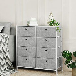 SONGMICS 4-Tier, Storage Dresser with 8 Easy Pull Fabric Drawers and Wooden