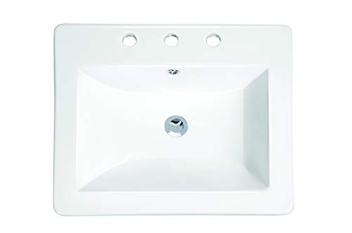 MSCBDP-2118-3W 21-1/4-in x 18-in White Rectangular Ceramic Drop-In Top Mount Bathroom Sink