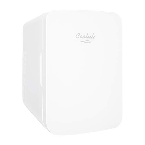 Cooluli Infinity White 10 Liter Compact Portable Cooler Warmer Mini Fridge for Bedroom, Office, Dorm, Car - Great for Skincare & Cosmetics (110-240V/12V)