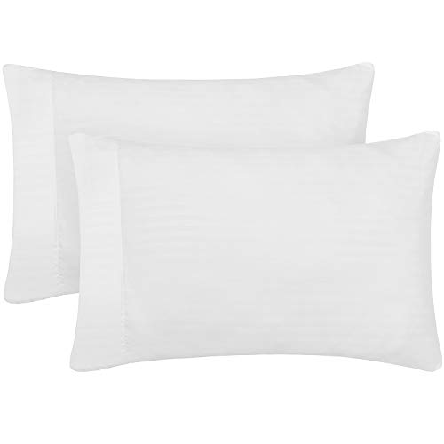 Mellanni Striped Luxury Pillowcase Set - Brushed Microfiber Mellanni Striped Luxurious Pillowcase Set - Brushed Microfiber 1800 Bedding - Wrinkle, Fade, Stain Resistant - Hypoallergenic (Set of two King Dimension, Striped White).