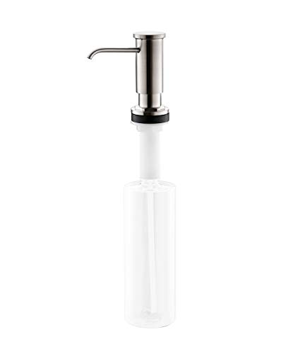 APPASO Built in Sink Soap Dispenser or Lotion Dispenser for Kitchen Sink, Brushed Nickel, Stainless Steel Pump Head, 17 Ounce Large PET Soap Bottle