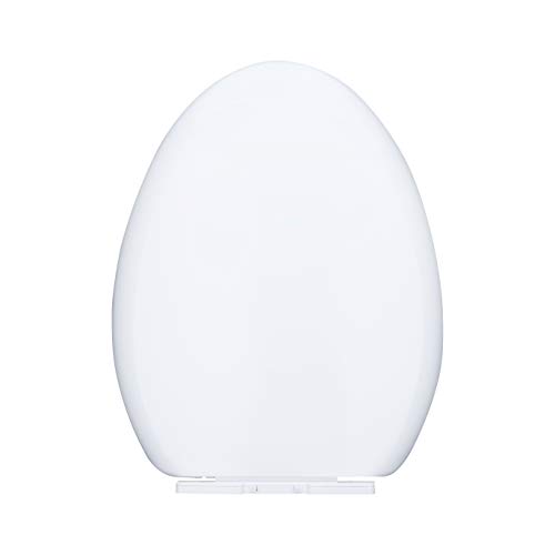 ELMWAY Elongated Biscuit Toilet Seat With Grip-Tight Bumpers ELMWAY Elongated Biscuit Toilet Seat With Grip-Tight Bumpers Quiet-Close Quick-Release Hinges Quick-Attach Hardware Easy Installation No Slam Toilet Seat White.