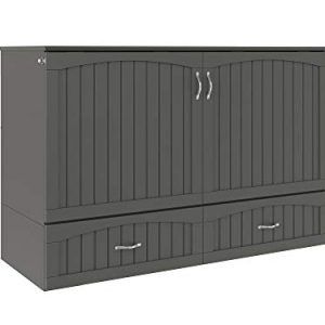Atlantic Furniture Southampton Murphy Bed Chest with Charging Station & Mattress, Queen, Grey