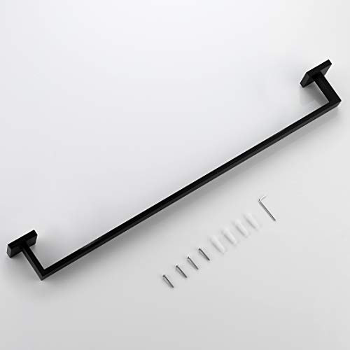 Premium Stainless Steel Towel Bar: Elevate Bathroom Elegance with Durable and Stylish Matte Black Design Crafted from food-grade 18/8 stainless steel, this towel bar ensures longevity and resistance to rust and corrosion. The matte black finish not only adds a touch of modern elegance but also protects against spots and scratches, maintaining a flawless appearance. The space-saving design is not only functional but also stylish, providing a convenient place to keep towels dry and within easy reach.