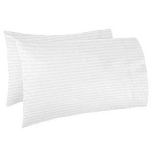 Lukeville Luxury Linen Travel/Toddler Pillowcase Set of 2 Dimention 14.5inch X 20 Inch-Fits Pillows of Size 12 X 16, 13 X 18 or 14 X19,Soft Breathable 100% Cotton 500 Thread Count White Stripe