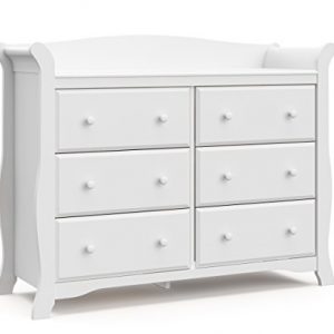Storkcraft Avalon 6 Drawer Universal Dresser, White, Kids Bedroom Dresser with 6 Drawers, Wood and Composite Construction, Ideal for Nursery Toddlers Room Kids Room