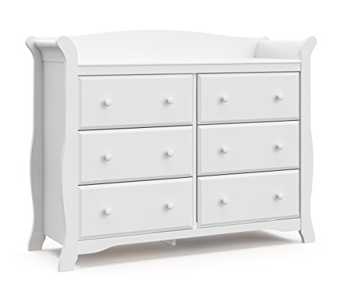 Storkcraft Avalon 6 Drawer Universal Dresser, White, Kids Bedroom Dresser with 6 Drawers, Wood and Composite Construction, Ideal for Nursery Toddlers Room Kids Room
