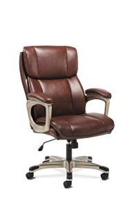 Sadie Executive Computer Chair- Fixed Arms for Office Desk, Brown Leather (HVST316)