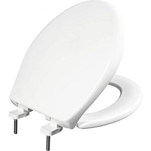 BEMIS 790TDGSL 000 Heavy Duty Closed Front Plastic Toilet Seat with Cover will Slow Close, Never Loosen & Reduce Call-backs, ROUND, Plastic, White