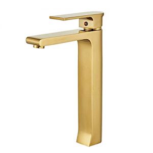 Polished Golden Single Handle Vessel Sink Faucet - Elevate Your Bathroom Aesthetics