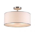 CO-Z Drum Light, 18" Brushed Nickel 3 Light Drum Chandelier, Semi Flush Mount Contemporary Ceiling Lighting Fixture with Diffused Shade for Kitchen, Hallway, Dining Room Table, Bedroom, Bathroom
