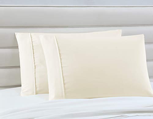 Manor Ridge Luxury 100 GSM Brushed Microfiber Pillowcases, Set of 2, Standard, Ivory