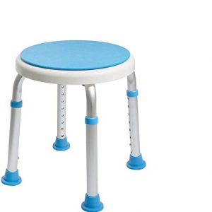 Medical Tool-Free Assembly Adjustable Swivel Shower Stool Seat Bench with Anti-Slip Rubber Tips for Safety and Stability