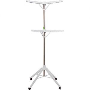Home Solution Folable Garment & Clothes Drying Rack, 2-Tier Adjustable Height, 60 Garments, Stainless Steel, Sturdy 4 Legs, Wheels
