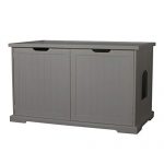 Merry PTH1031722510 Pet Cat Washroom Storage Bench Furniture with Removable Partition Wall, Gray
