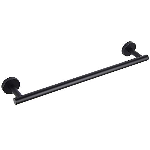 GERZ Bathroom Towel Bar 18" Stainless Steel Towel Bar Matte Black Contemporary Style Wall Mount for Bath Kitchen