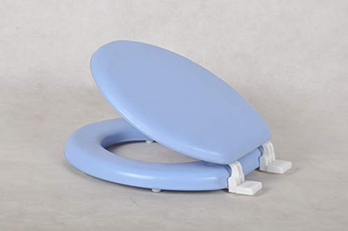 J and V Textiles Soft Round Toilet Seat With Easy Clean and Change Hinge J&amp;V Textiles Soft Round Toilet Seat With Easy Clean &amp; Change Hinge, Padded (Light Blue).