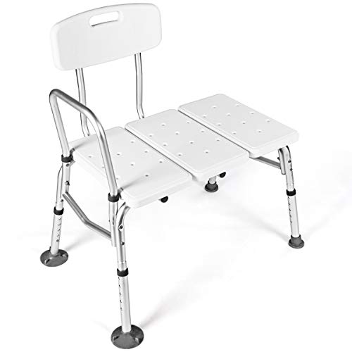 Giantex Tub Transfer Bench for Elderly W/Adjustable Arm,Back and Leg Height for Medical Bathroom Bathtub Stool Chair Shower Seat Bench