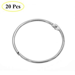 Coideal Metal Circular Shower Curtain Ring, Easy to Open and Close, 20 Pack Silver 2 Inch Diameter Drape Ring Loops for Bathroom, Home Decoration, Movable Clasp Suitable for Fixed Pole (50 mm)