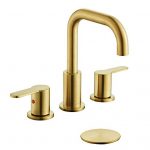 TimeArrow TAF830E-PB 2 Handle 8 inch Widespread Bathroom Sink Faucet with Pop-Up Drain, Brushed Gold
