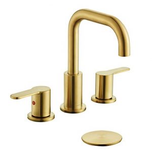 TimeArrow TAF830E-PB 2 Handle 8 inch Widespread Bathroom Sink Faucet with Pop-Up Drain, Brushed Gold