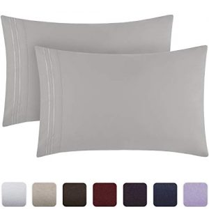 Mellanni Luxury Pillowcase Set - Brushed Microfiber 1800 Bedding - Wrinkle, Fade, Stain Resistant - Hypoallergenic (Set of 2 King Size, Light Gray)