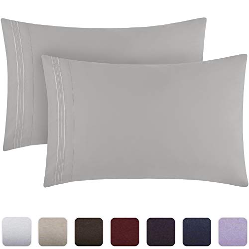 Mellanni Luxury Pillowcase Set - Brushed Microfiber 1800 Bedding - Wrinkle, Fade, Stain Resistant - Hypoallergenic (Set of 2 King Size, Light Gray)