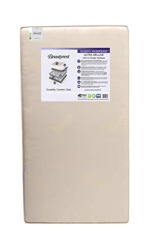 Beautyrest Beginnings Sleepy Whispers Ultra Deluxe 2-in-1 Innerspring Crib and Toddler Mattress | Waterproof | GREENGUARD Gold Certified (Natural/Non-Toxic)