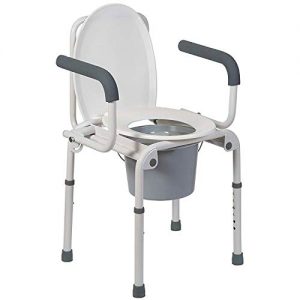DMI Portable Toilet, Deluxe Commode Chair, Drop Arm Commode For Easy Transfers, Steel Bedside Commode, Easy No Tool Assembly, White